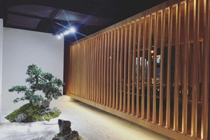 新中式意境山水畫餐廳裝修實景圖